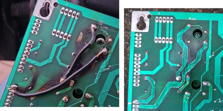 Flipper Elektronik - Verbastelter 12V Feed eines WPC Flippers Vorher > Nachher